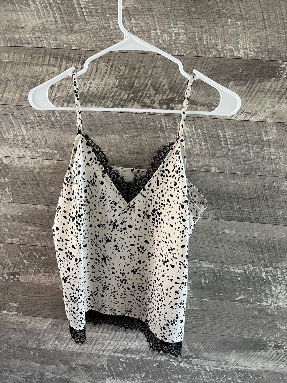 a new day Black & White Spotted Lace-Trim Cami